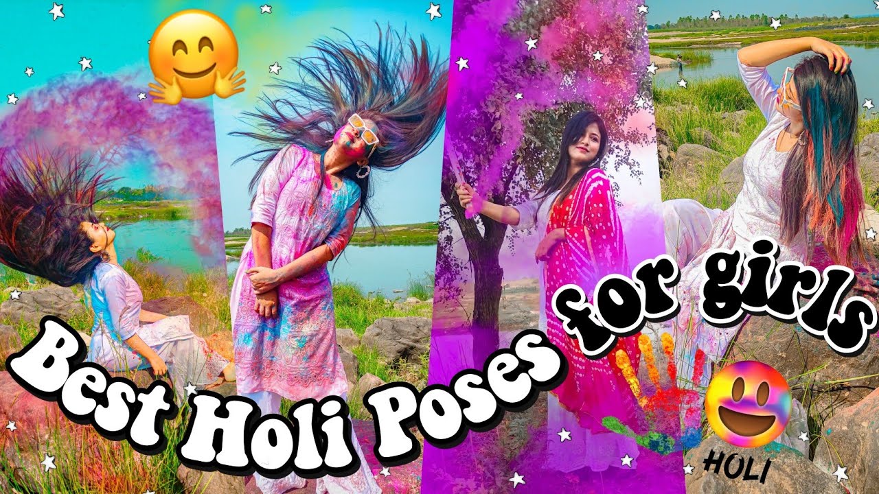 5 Best Holi Poses for girls | Amazing & Unique Holi Poses | Holi Photoshoot Ideas Outdoor 