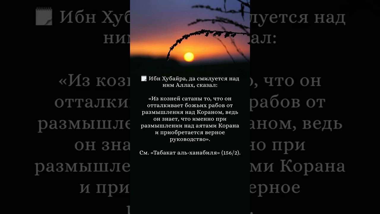 При размышлении над аятами Корана приобретается верное руководство. Ибн Хубайра