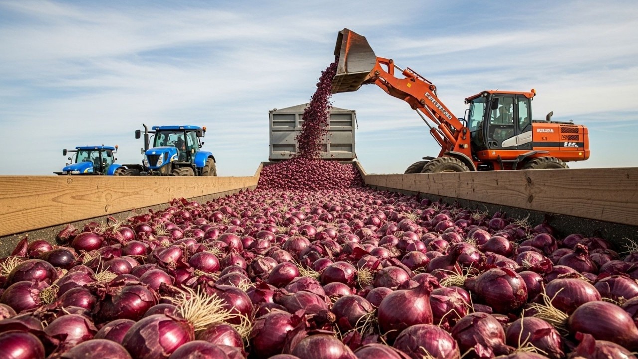 How Farmers Harvest And Process Onions Every Year | Agricultural Documentary