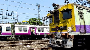 Parallel action and chasing of 2 EMU local train and then crossing | Three trains on three tracks