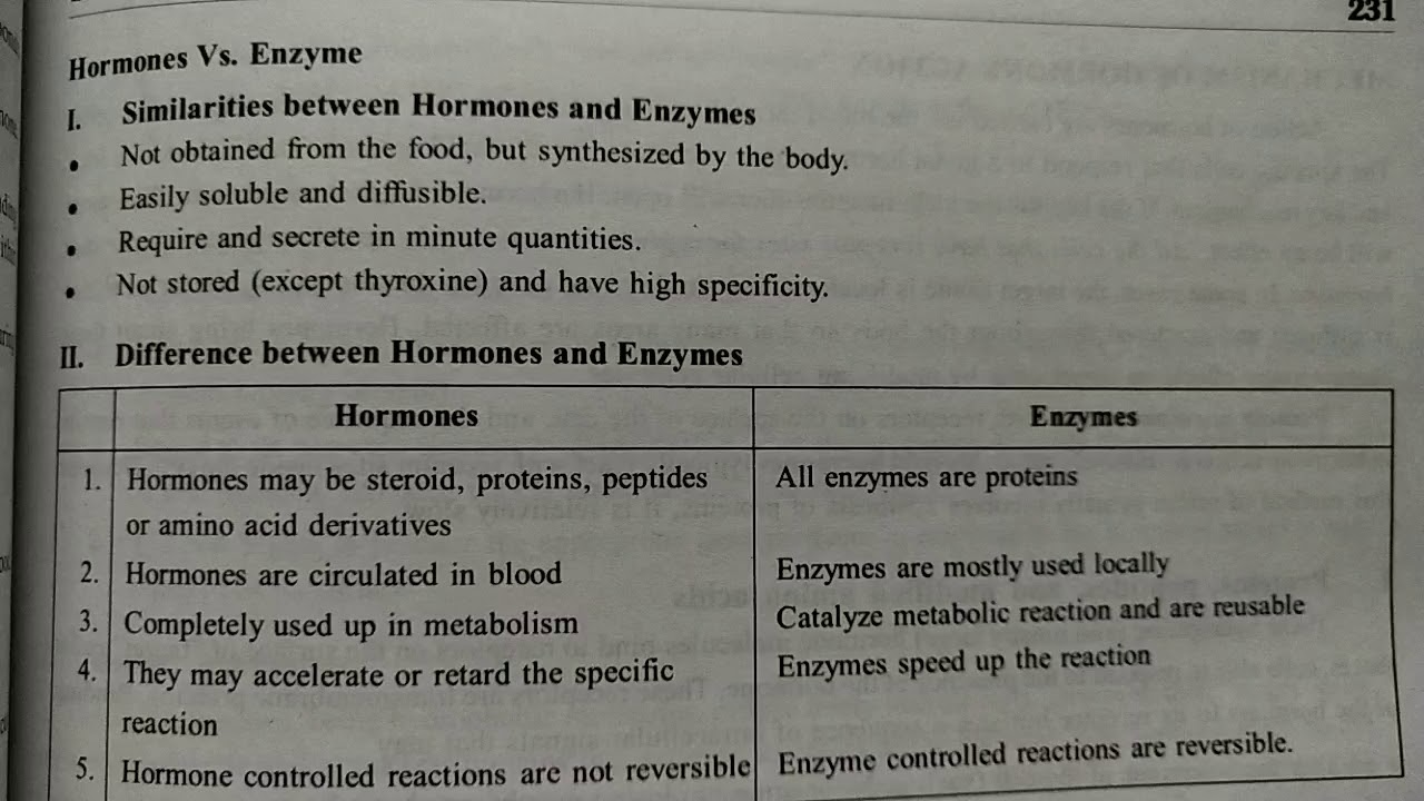 Hormones Vs Enzyme - YouTube