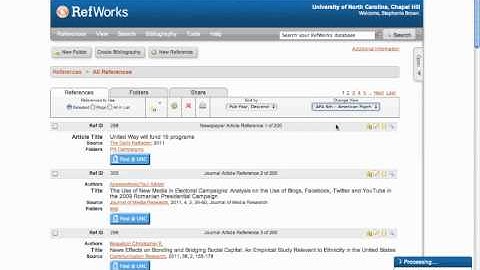 Screen Basics in RefWorks