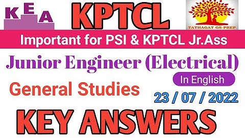 KPTCL junior Engineer (Electrical) GK key answers 2022|General Studies Key Answers |Today