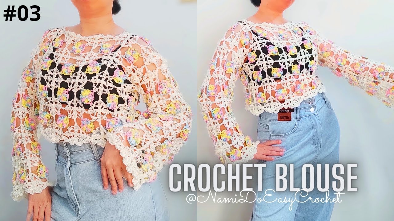 Easy Crochet: Crochet Summer Flower Top (part 3_END) #crochet