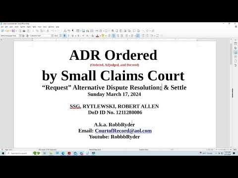 Видео: ADR Ordered by Small Claims Court