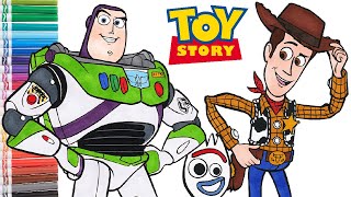 Disney Pixar Toy Story -  Buzz Lightyear and Woody Coloring Book Pages | Coloring with Markers