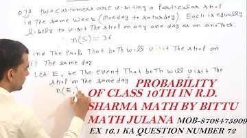 PROBABILITY EX-16.1 OF CLASS 10TH IN R.D. SHARMA MATH FROM QUESTION 72 WHICH PAGE NUMBER 16.26