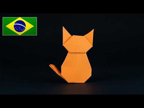 Gato de Origami Muito Fácil com 1 Retângulo - Dobradura Tradicional para Iniciantes