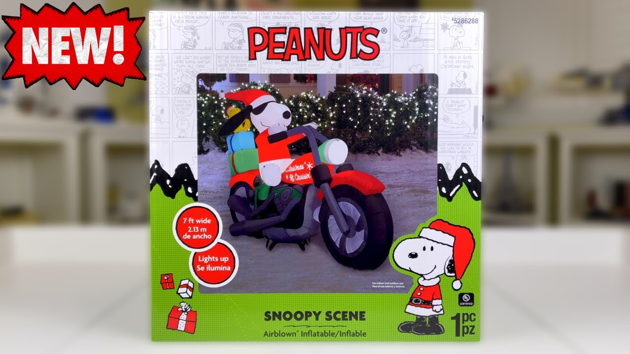 Gemmy 7FT SNOOPY MOTORCYCLE Peanuts Worldwide Airblown Inflatable