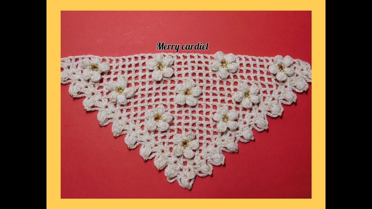 COMO TEJER PUNTO PARA CHAL CON PERLAS DORADAS