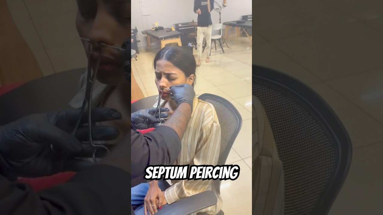 Septum pierce cheythu🫣 Pain indo?😱 #septumpiercing #reactionvideo #trending #minivlog