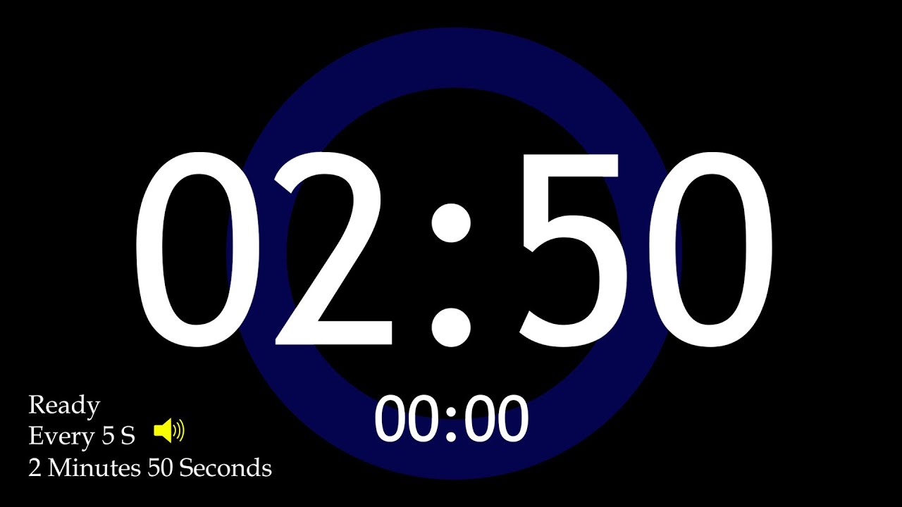 Ready + Every 5s 📢 2 MINUTE 50 SECOND ALARM & TIMER - YouTube