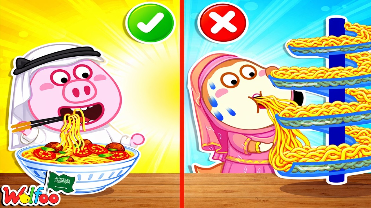 تحدّي أكل النودلز بطريقة إبداعية 🍜✨ @wolfooinarabic