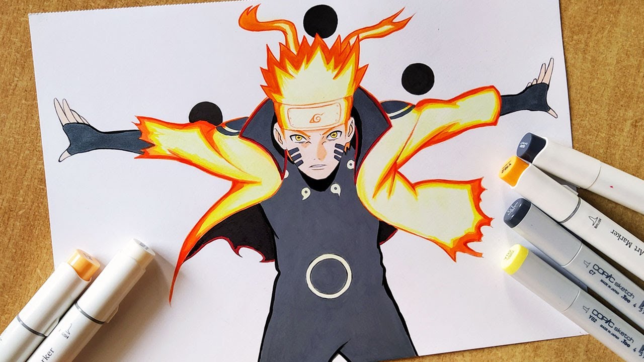 how to draw naruto sage mode with color