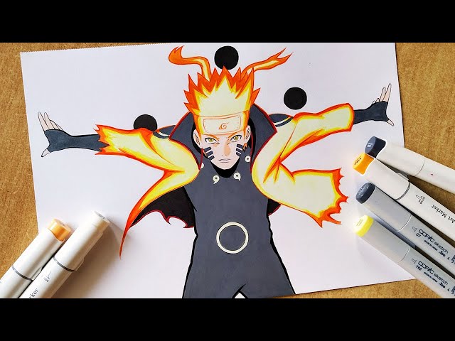 Easy anime sketch  how to draw naruto six paths sage mode half face easy  step-by-step 