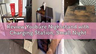 Review Yoobure Nightstand with Charging Station, Small Night Stand with Fabric Drawers and Storage S
