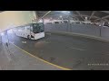 Video: Bus hits overhead metal pole that pierces through windshield