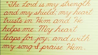 Bible Verse | Psalm 28:7-8 | English Cursive Handwriting | How To Write Basic Cursive