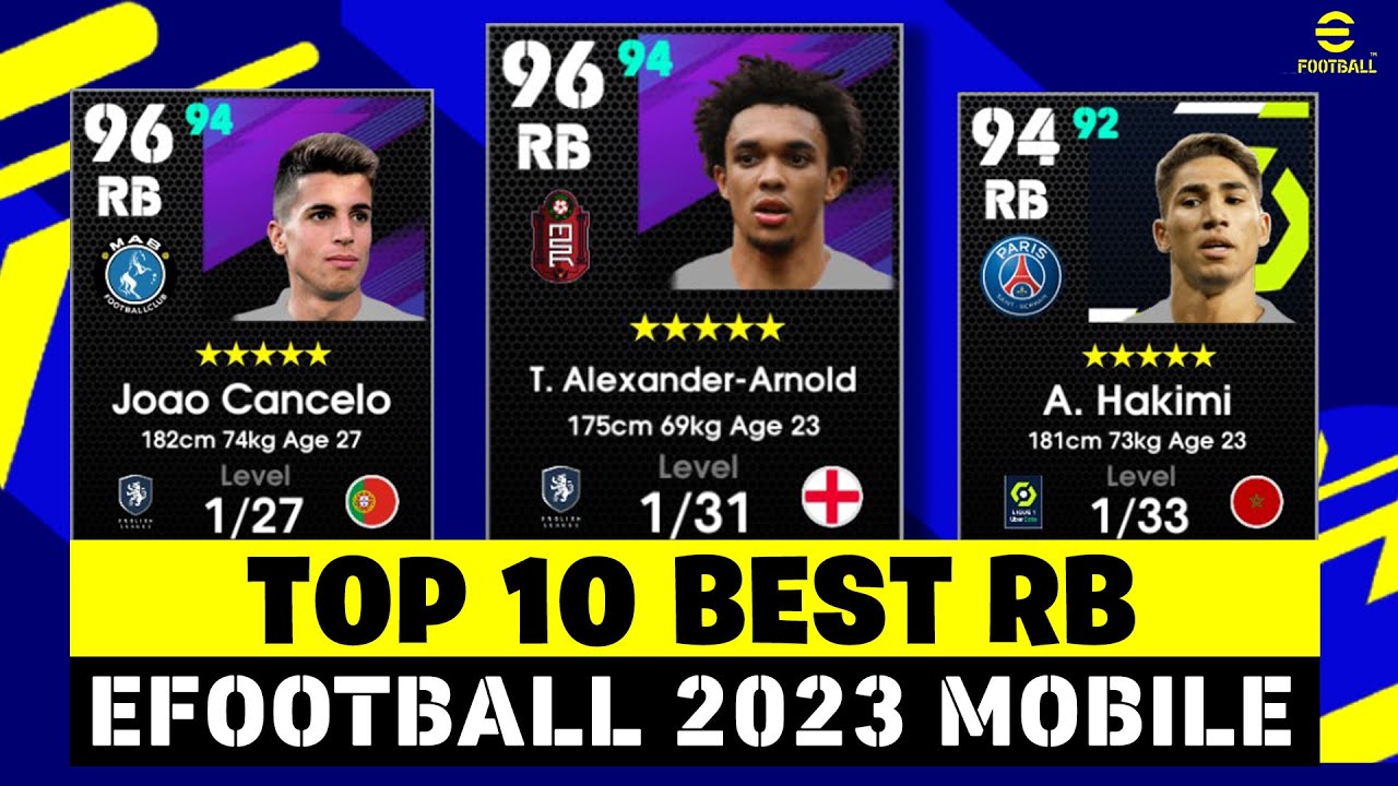 TOP 10 BEST *RB* PLAYERS IN EFOOTBALL 2023 MOBILE 😱🔥 FT. ARNOLD