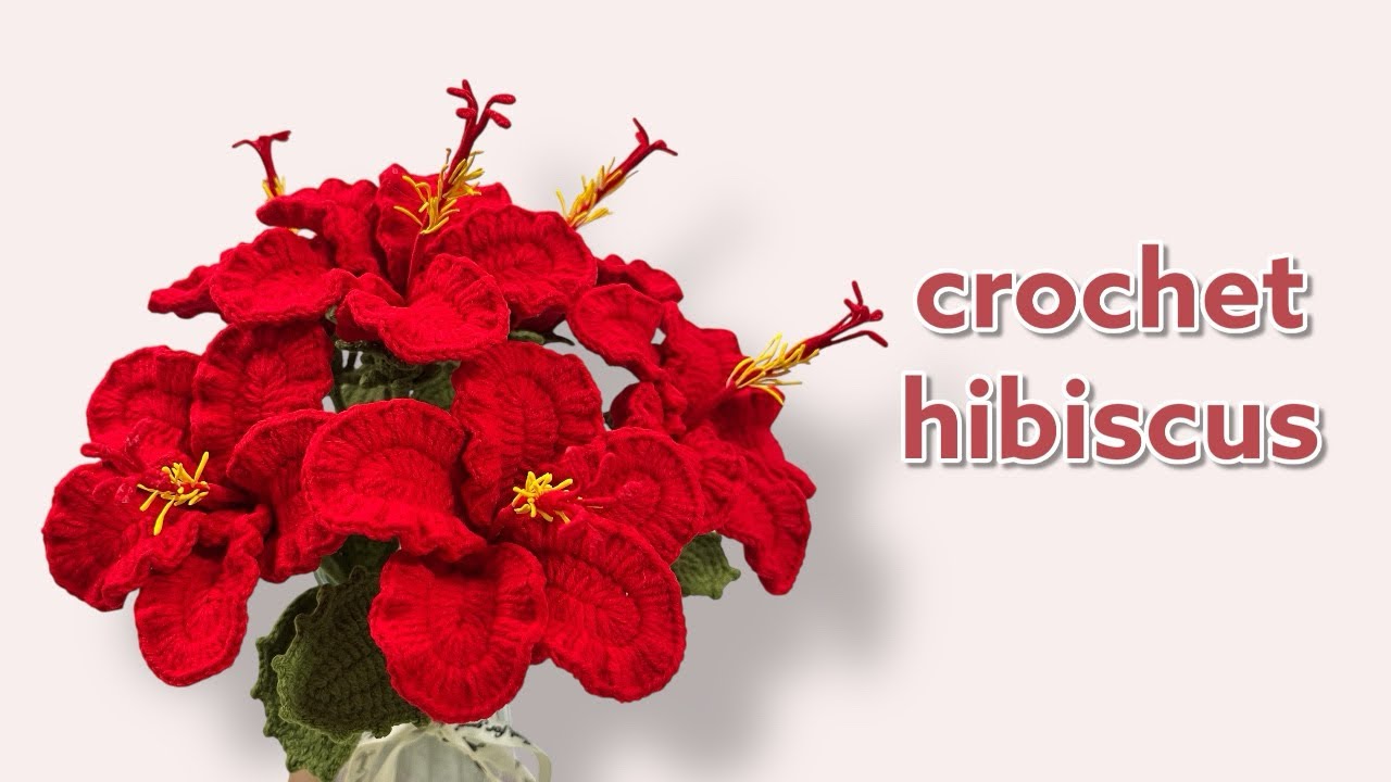 crochet hibiscus🌺🌺 ถักดอกชบา #crochet #hibiscus #temmycraft #handmade #flowers 