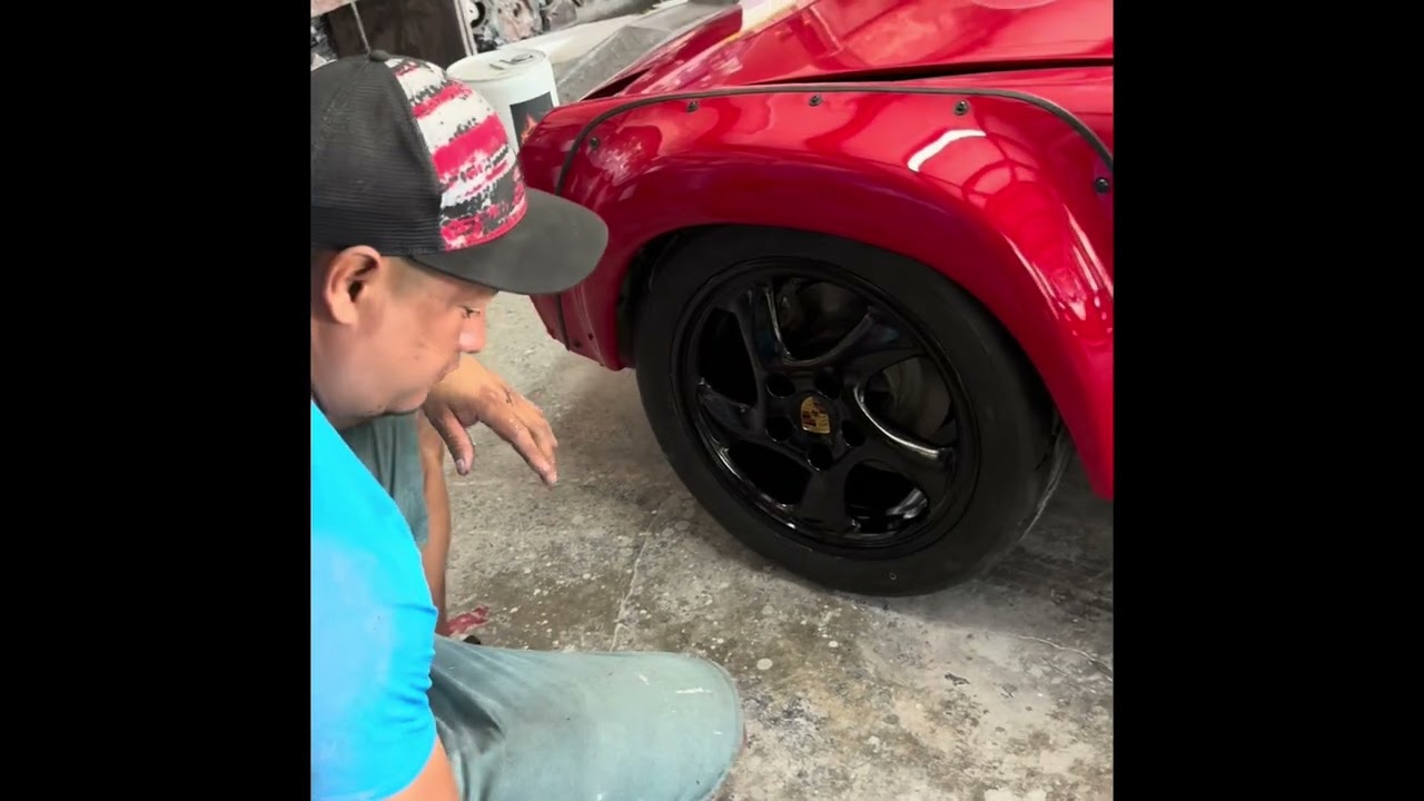 NOT GUARDS RED…PORSCHE 914 1972 V8 custom Red Mix and Cup 3 Wheels Wide Body project! 