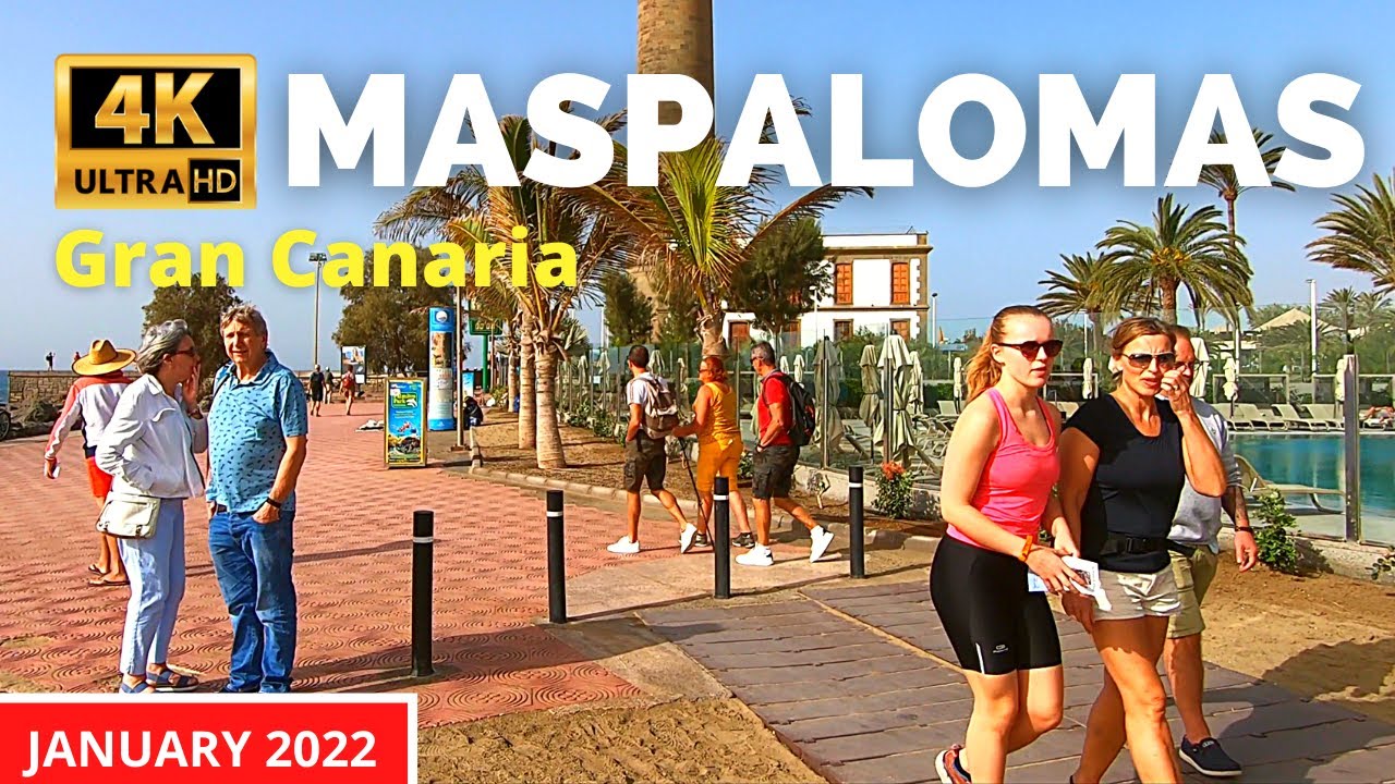 Gran Canaria Maspalomas Canary Islands January 28, 2022🔴 Seaside Palm Beach to Faro Maspalomas