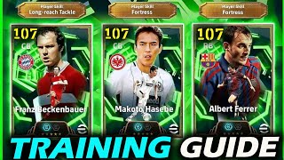 Beckenbauer (109), Hasabe(106), Albert Ferrer(105) Guardians Best Training guide eFootball 2026