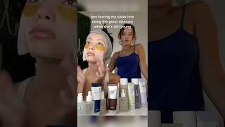 Forcing my sister into a skincare routine #shorts