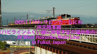 DD51 1109+サロンカーなにわ・JR北陸本線（ハピラインふくい線に移管予定の福井県内）を運行 JR West Hokuriku Main Line in Fukui, Japan