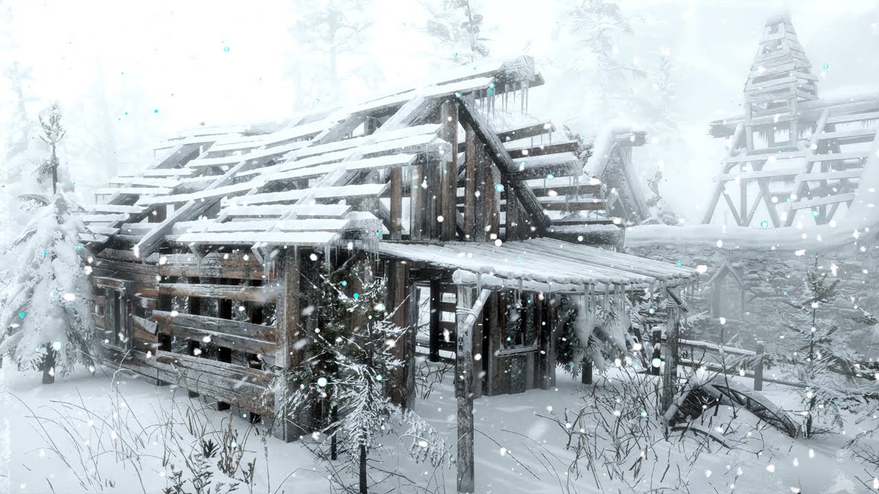 BLIZZARD in a mountain village for sleeping 10 hours. Howling wind ...