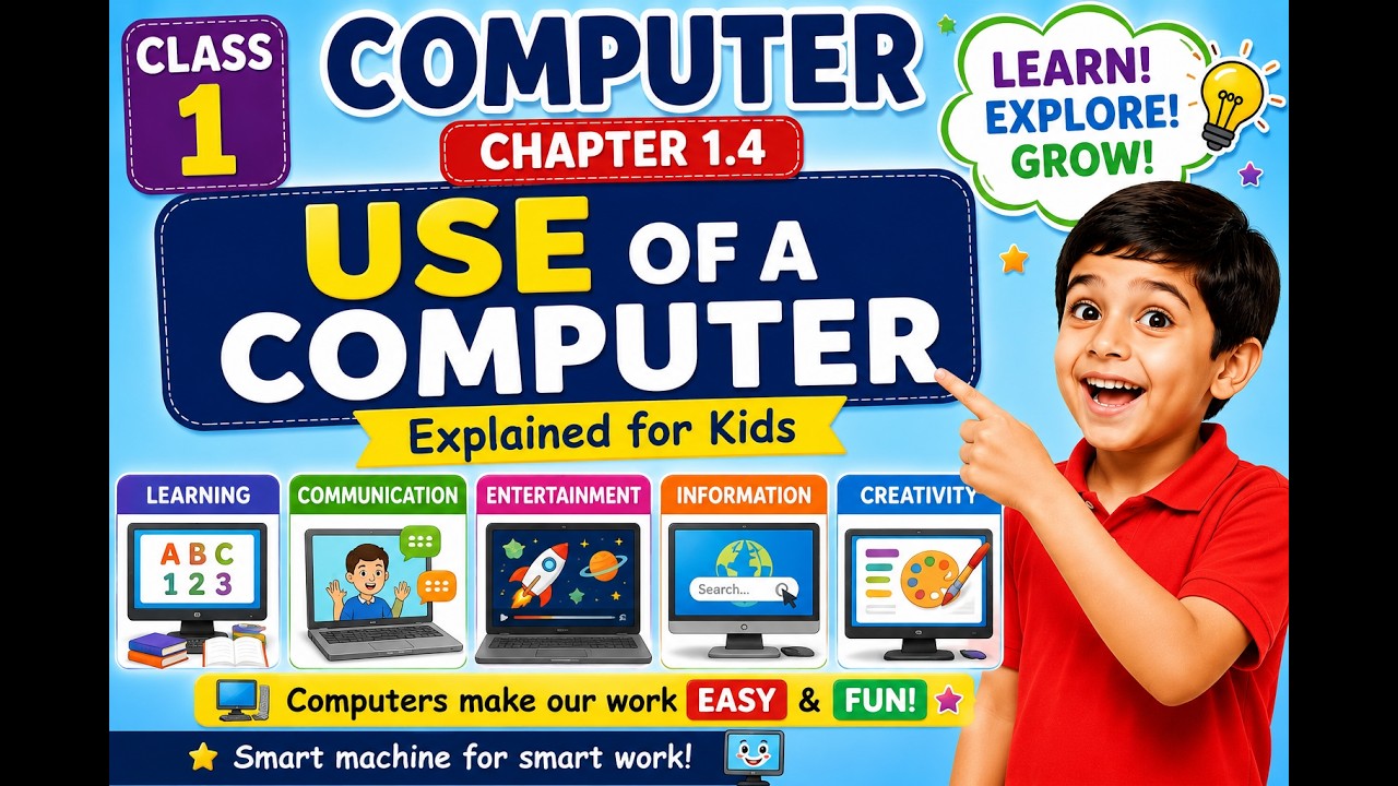 Class 1 Computer Chapter 1.4 | Uses of a Computer Explained for Kids ...