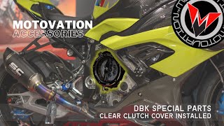 Clear Clutch Cover Installed on the 2022 BMW M1000RR - DBK Special Parts