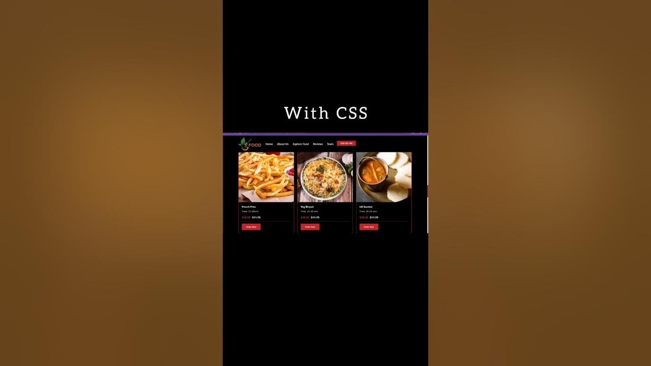 Without CSS vs with CSS | Food ordering website using html and css # ...