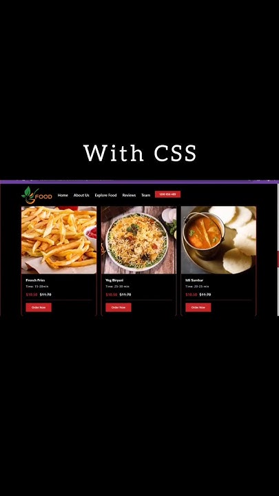 Without CSS vs with CSS | Food ordering website using html and css # ...
