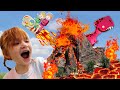 HOT LAVA Rescue Mission!!  Saving Baby Dino Eggs on pirate island! new Adleys PlaySpace App review
