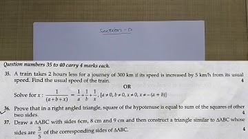 CBSE class 10 mathematics standard sample paper 2020 solutions | section D | Mathematics Analysis