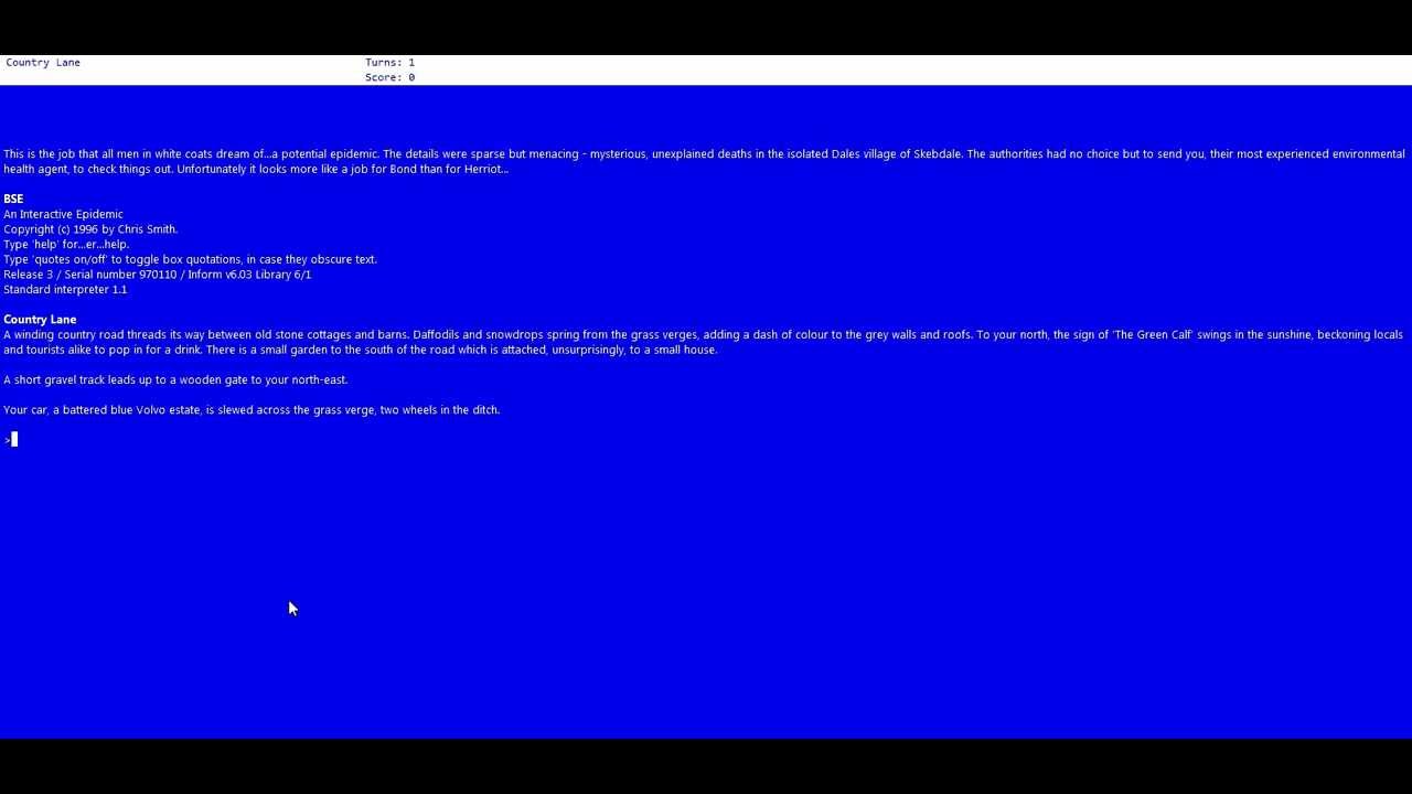 Getting started: Horror Text Adventure: BSE Part 1