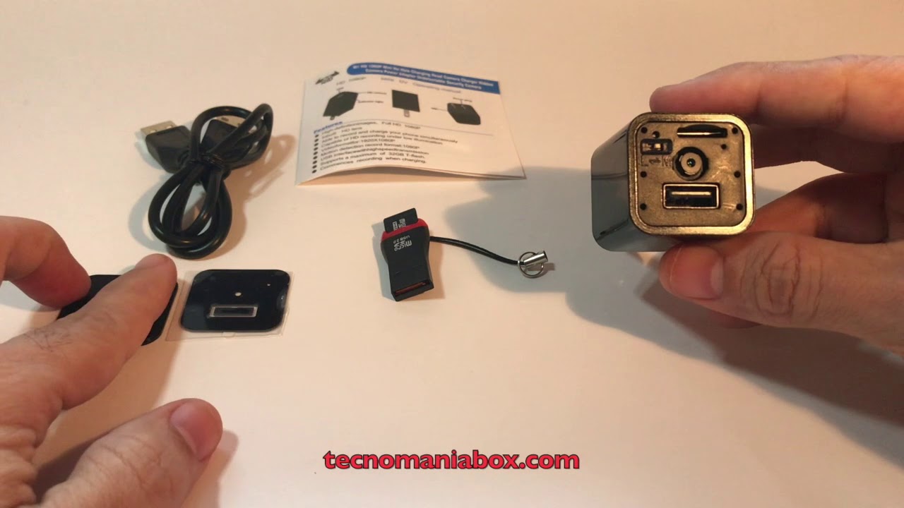 Mini camara espia oculta en cargador. Análisis, instrucciones, tutorial y  prueba de grabación 