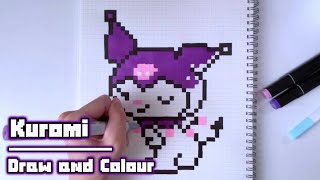 Watch Me Draw and Colour Kuromi😈💜 | Pixel Style #pixelart screenshot 5