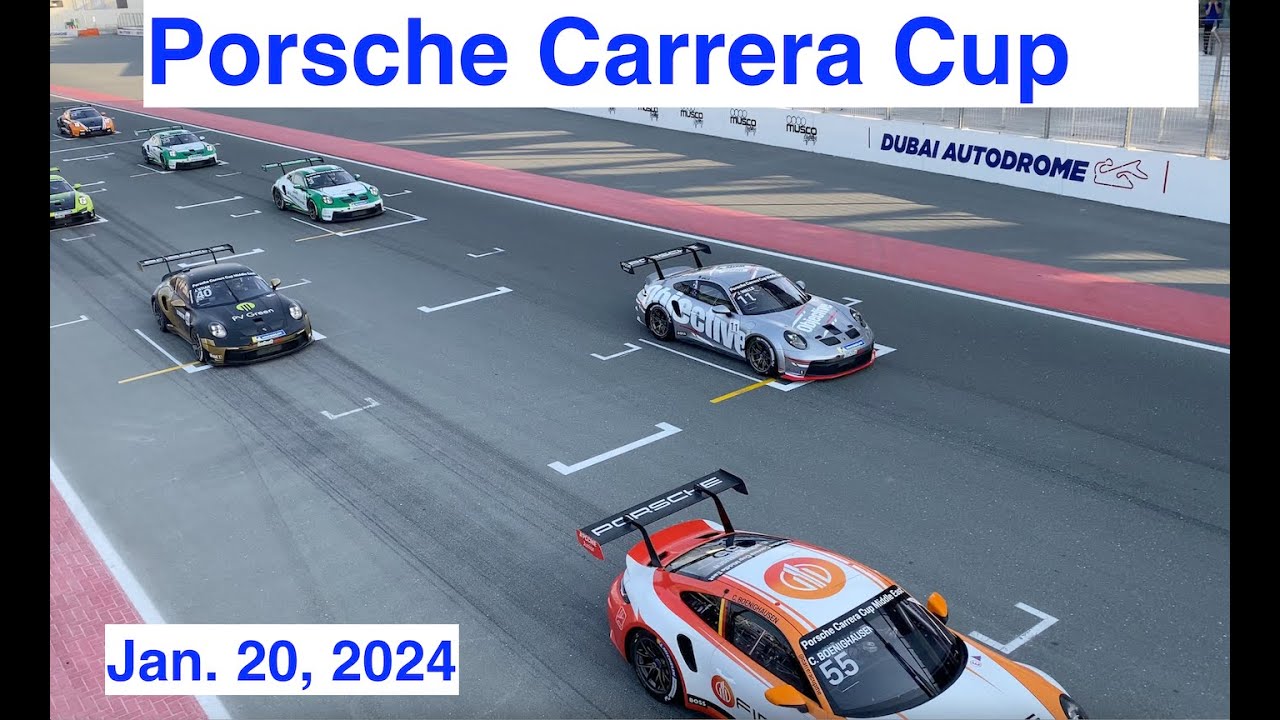 Porsche Carrera Cup Race1 Start Dubai Autodrome GP Circuit Jan. 20
