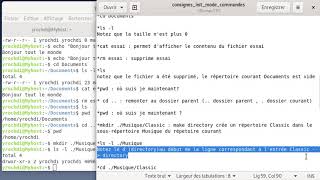 Essai de quelques commandes de base dans Shell.