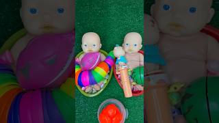 Full of 2 rainbow bath tubs candy babies toys slime cutting video 🍭🥰✨