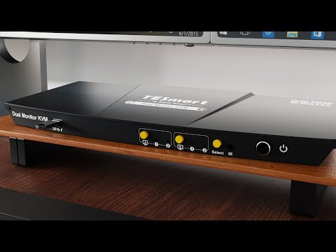 Commutateur KVM 2 Moniteurs 2 PC - DisplayPort Et HDMI 4K@60Hz - Avec Câbles Inclus
