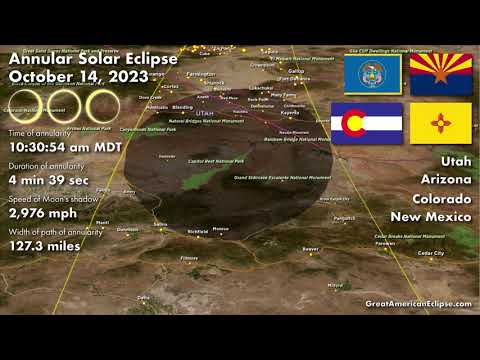 Great American Eclipse releases 3D flyover video of the upcoming Annular Solar Eclipse on October 14, 2023