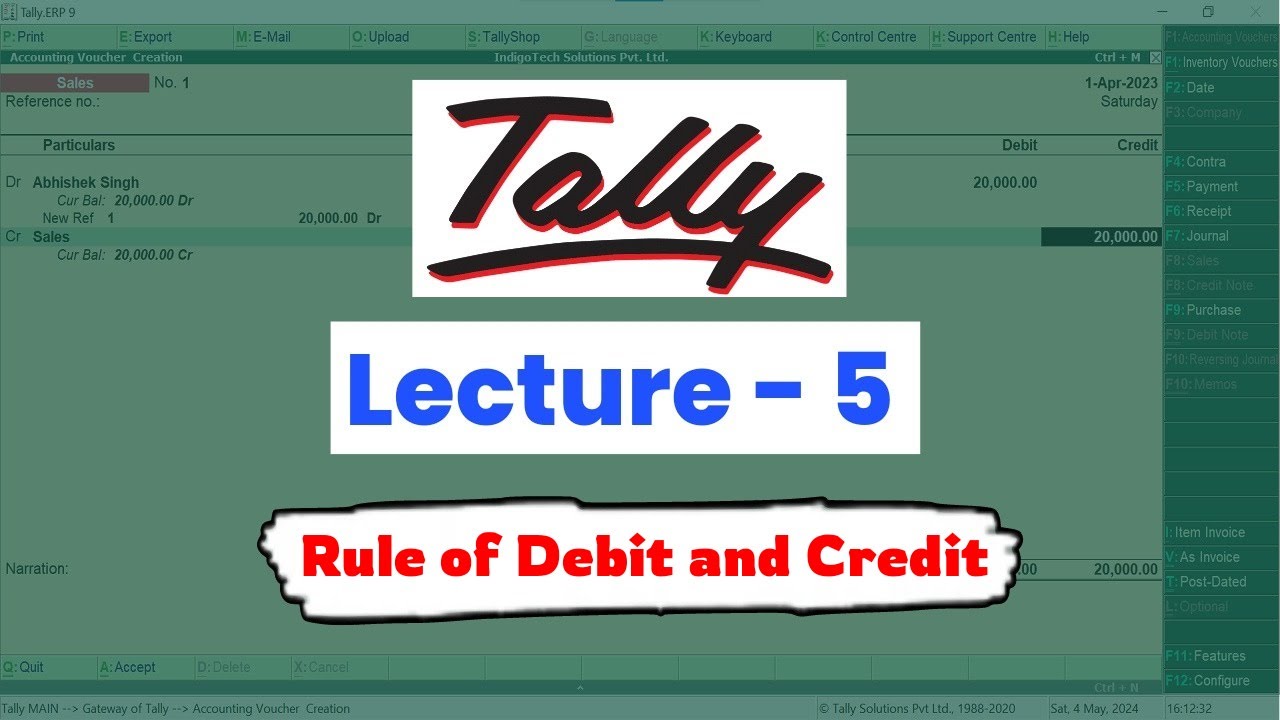 Tally Class - Lecture 5 | Rules of Debit & Credit | Tally ERP 9 Course ...