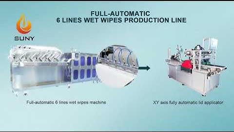 Full Automatic 6 lanes wet wipes production line with XY axis lid applicator