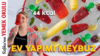 Ev Yapımı Rafine Şekersiz MEYBUZ Tarifi! | Çilekli & Limonlu Dondurma, Calippo, Buz Parmak🍓🍋