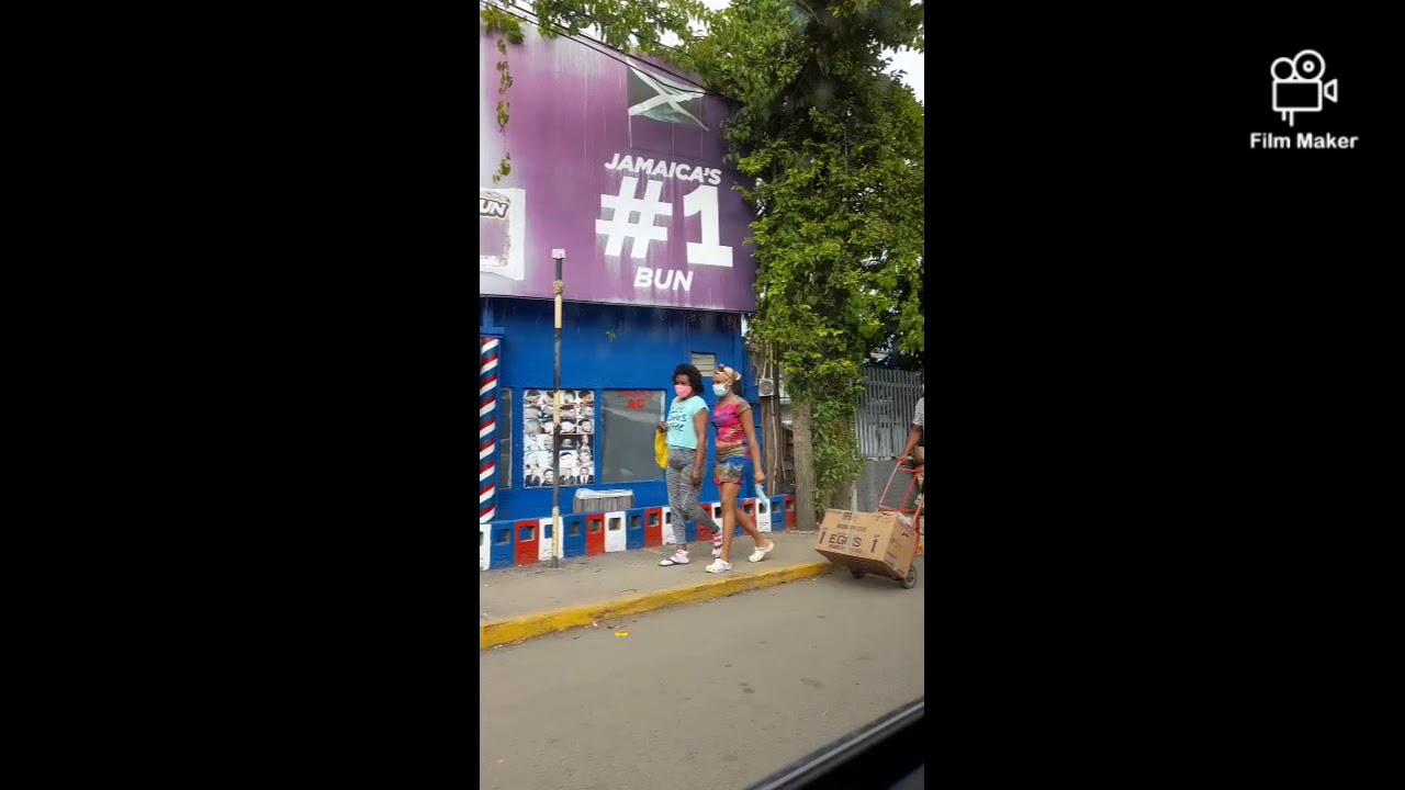 Driving to Mahogany beach, Ocho Rios, Jamaica. From Drax Hall along Main street St Ann.