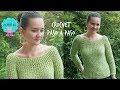 Blusa/suéter cuello bandeja a crochet en todas las tallas - tutorial