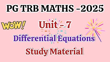 PG TRB Maths 🔥 PDE Unit 7 Differential equations 💥 PG TRB study material for Maths SRT Vijay Maths 💯
